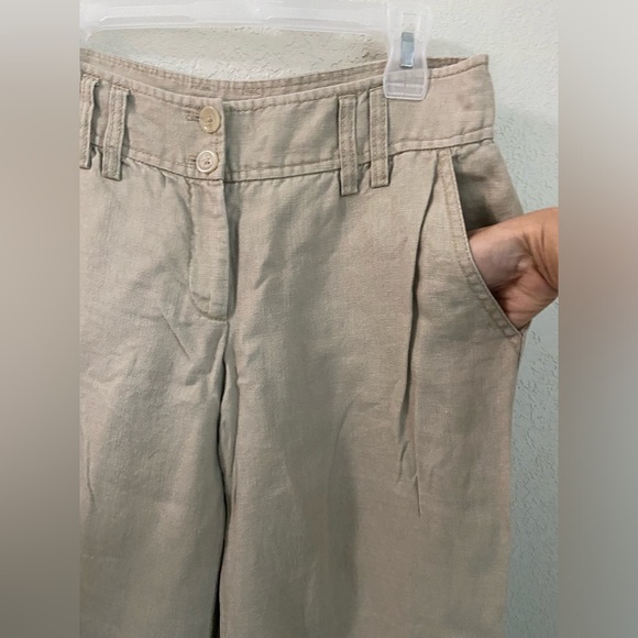 NWOT, Michael Kors Linen Khaki Slacks High Waisted Pockets Women’s Size 6 Pants - Picture 3 of 16
